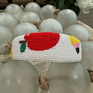 Beaded teacher headband with beaded pencils and apples